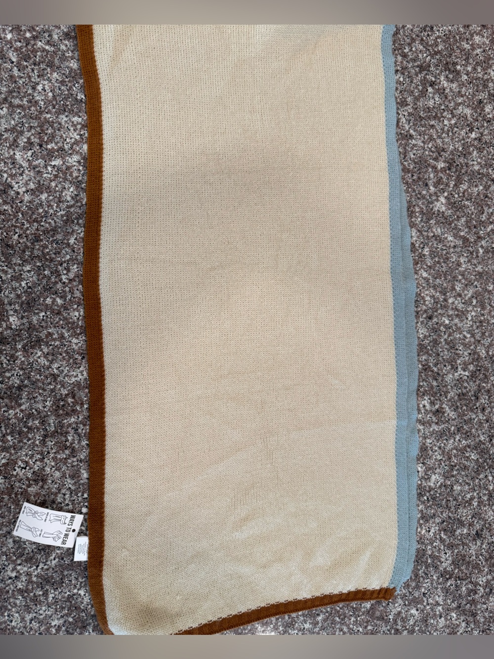 Banana Republic Cream Throw with Light Blue and Brown Trim